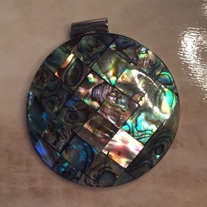 Large abalone pendant & Earring Set